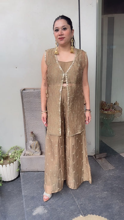 Nera Golden Shimmer 3pc Indo western Style