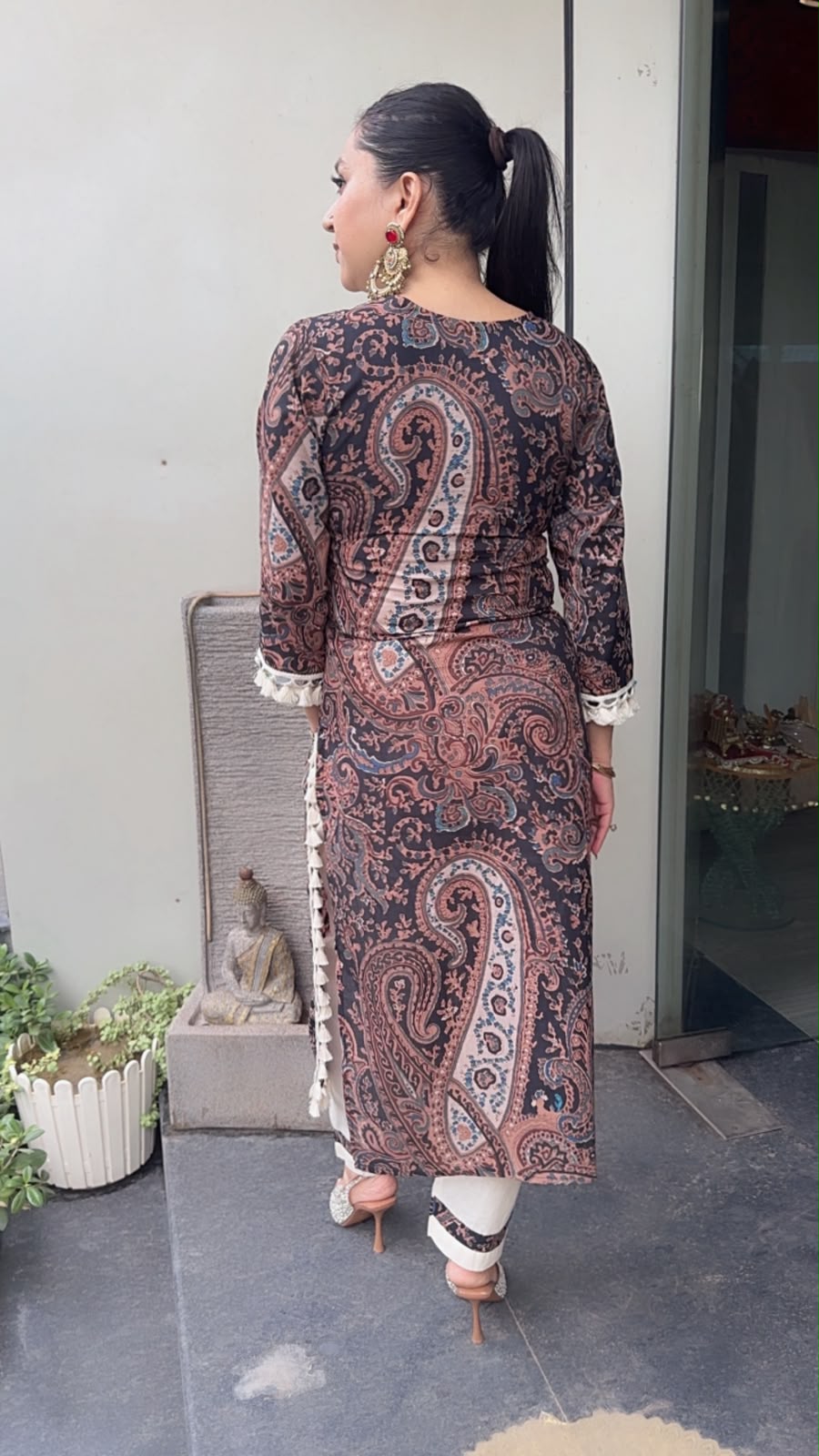 Toffee Mirror work Digital Tunic Set