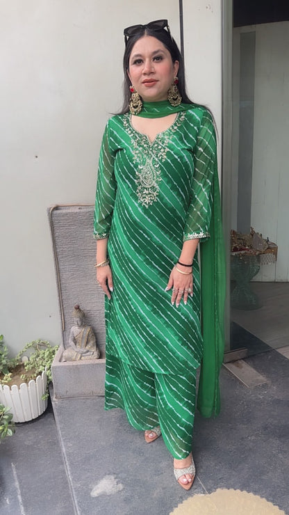 Hariyali Green leheria Designer Suit