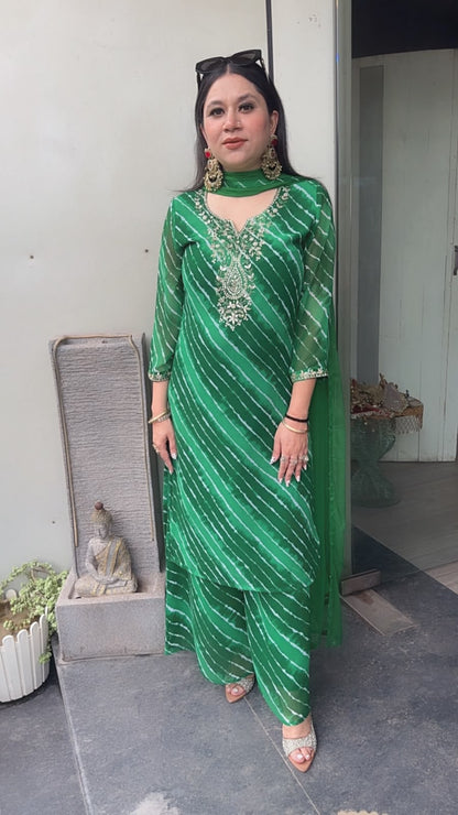 Hariyali Green leheria Designer Suit