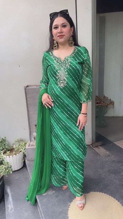 Hariyali Green leheria Designer Suit