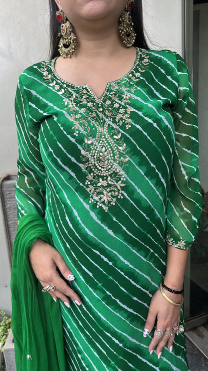 Hariyali Green leheria Designer Suit