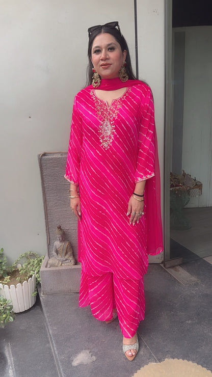 Hariyali pink  leheria Designer Suit