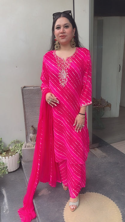 Hariyali pink  leheria Designer Suit