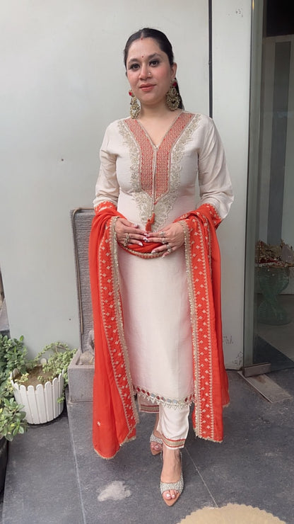 Tripti Ivory Rust Designer Suit