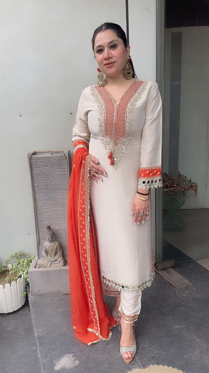 Tripti Ivory Rust Designer Suit