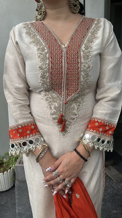 Tripti Ivory Rust Designer Suit