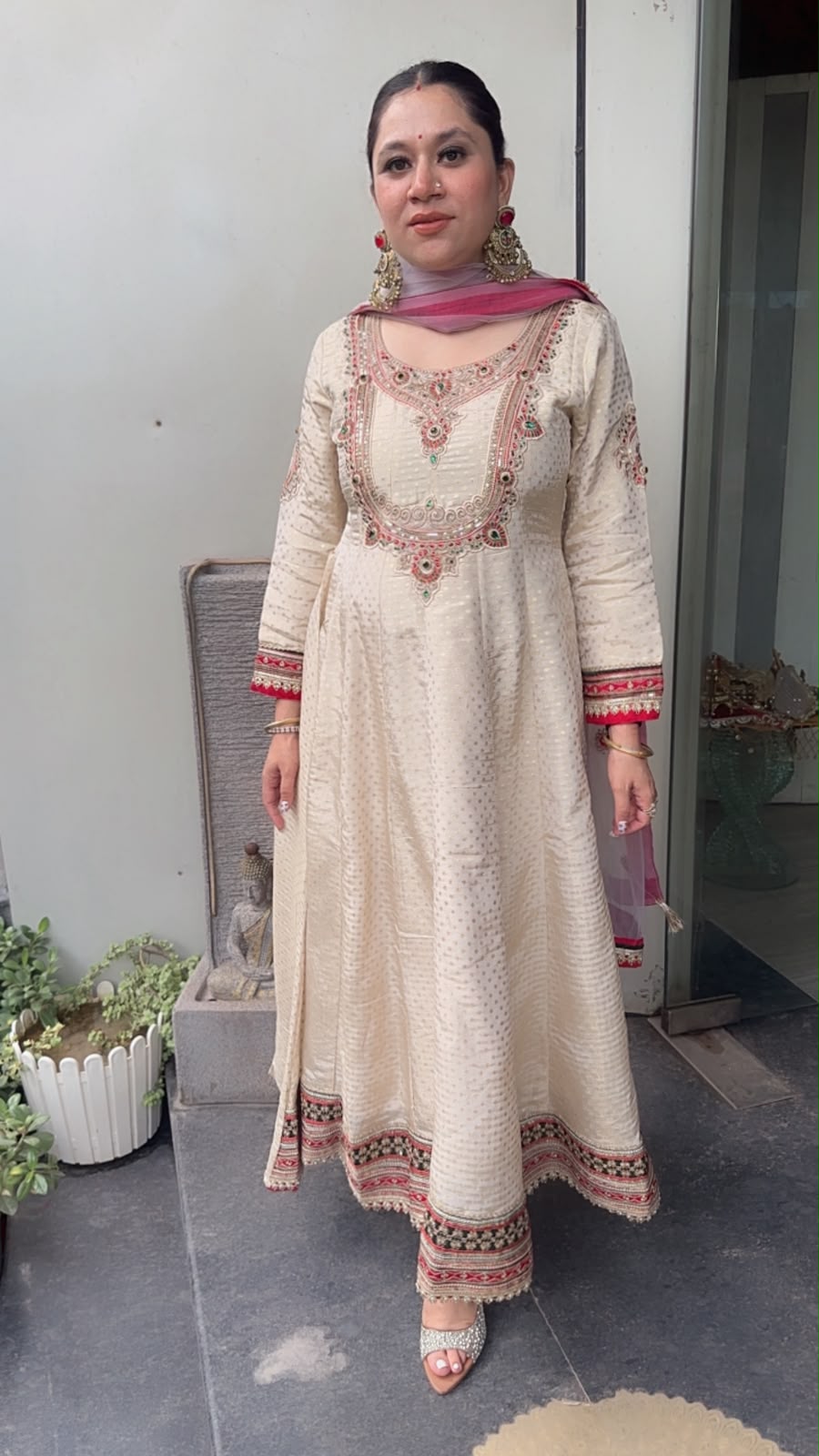 Ifrah Ivory Hand work Designer Anarkali Suit