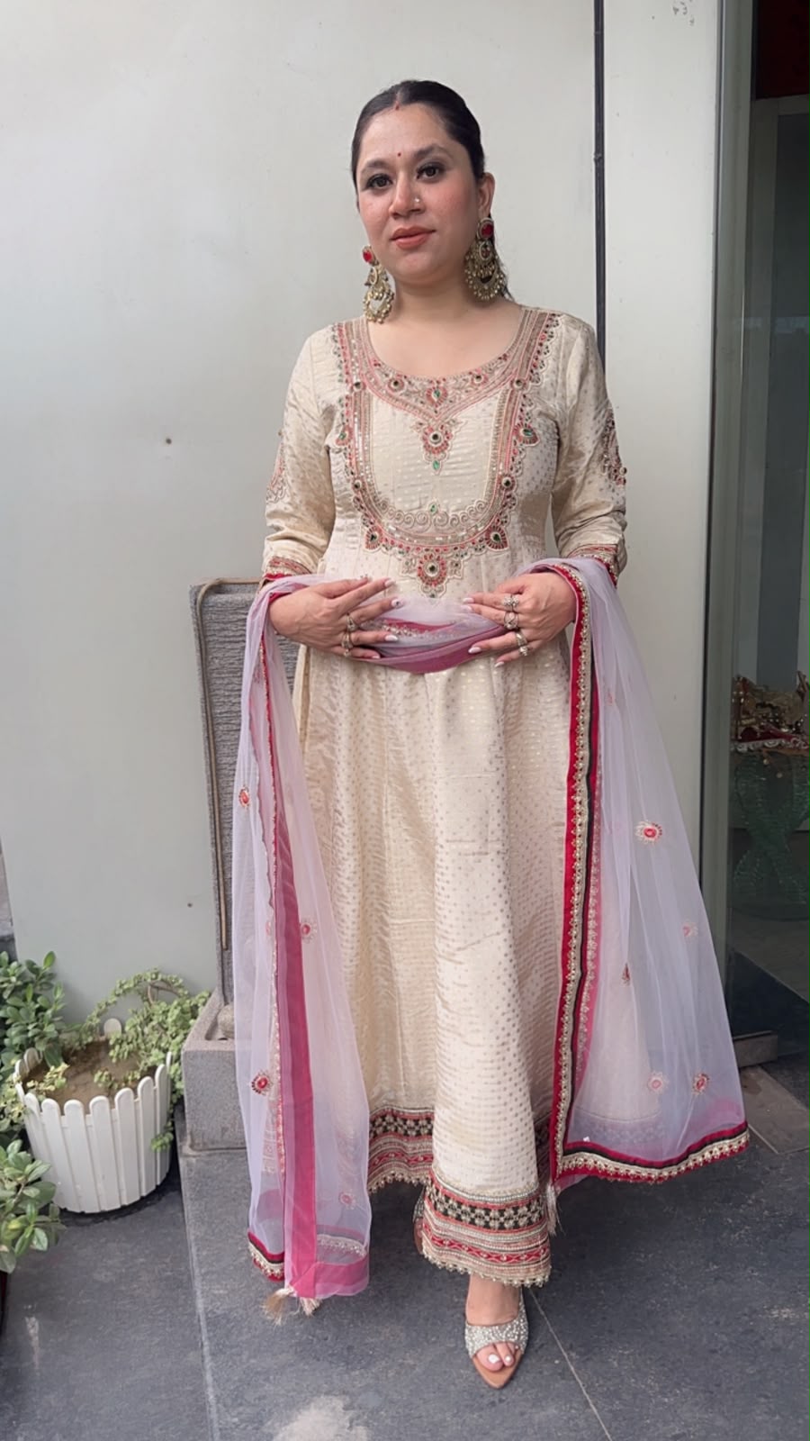 Ifrah Ivory Hand work Designer Anarkali Suit