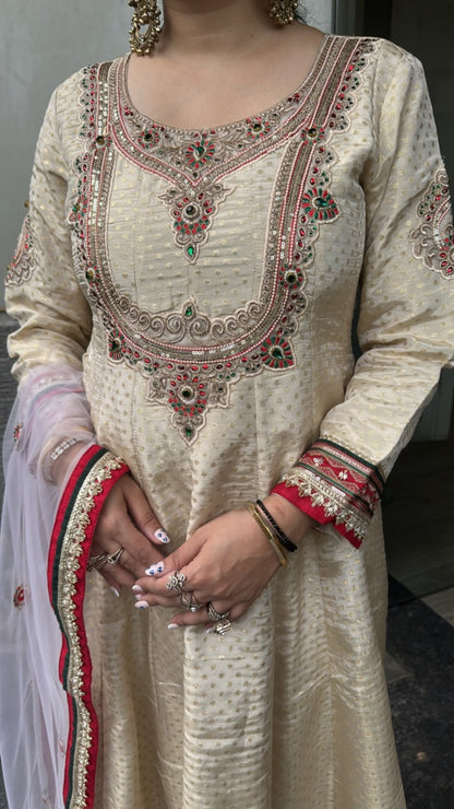 Ifrah Ivory Hand work Designer Anarkali Suit