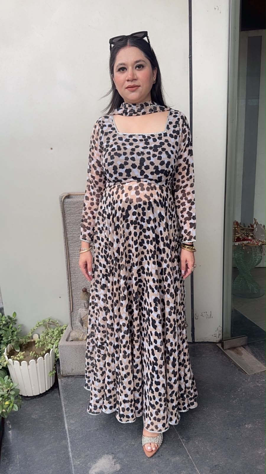 Tamnaa Cheetah Digital print Designer Anarkali Suit