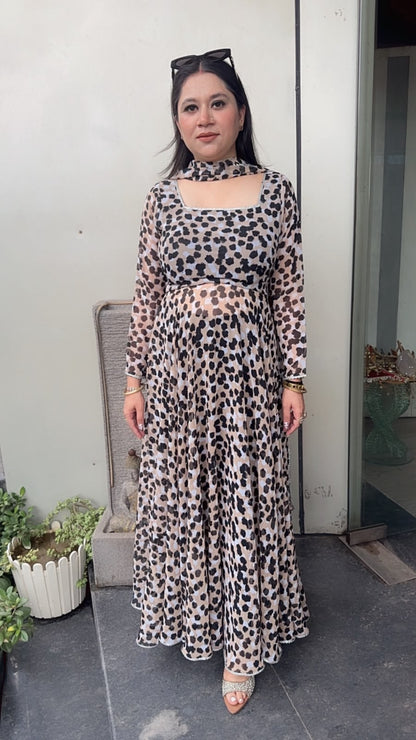Tamnaa Cheetah Digital print Designer Anarkali Suit
