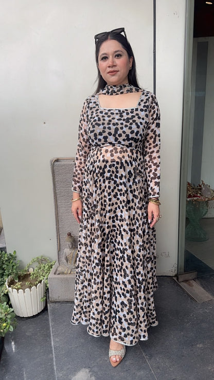 Tamnaa Cheetah Digital print Designer Anarkali Suit