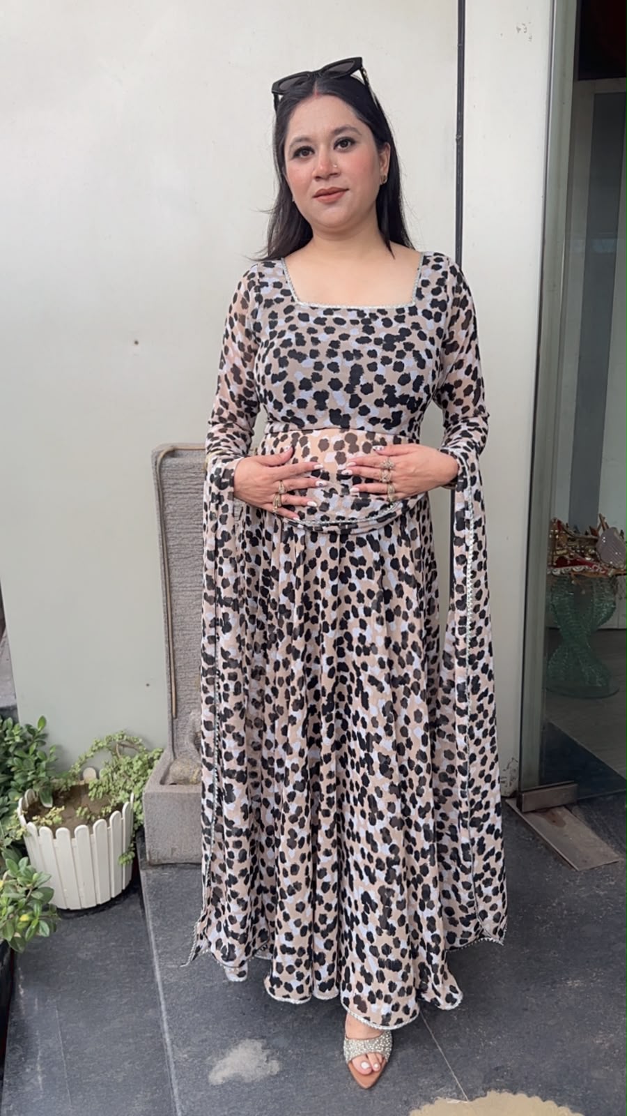 Tamnaa Cheetah Digital print Designer Anarkali Suit