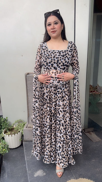 Tamnaa Cheetah Digital print Designer Anarkali Suit