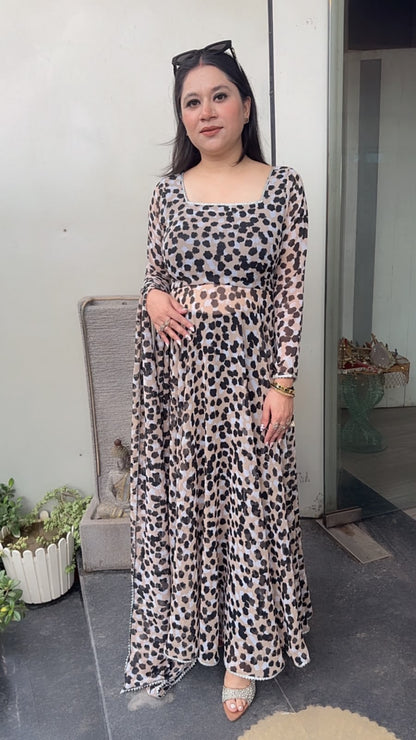 Tamnaa Cheetah Digital print Designer Anarkali Suit