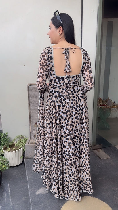 Tamnaa Cheetah Digital print Designer Anarkali Suit