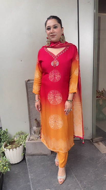 Kaazi Ombré Leheria  Designer Suit