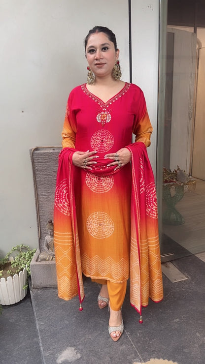 Kaazi Ombré Leheria  Designer Suit