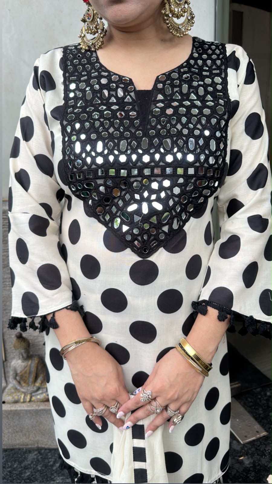 Zivika Polka Strip Farshi Designer Cotton Suit