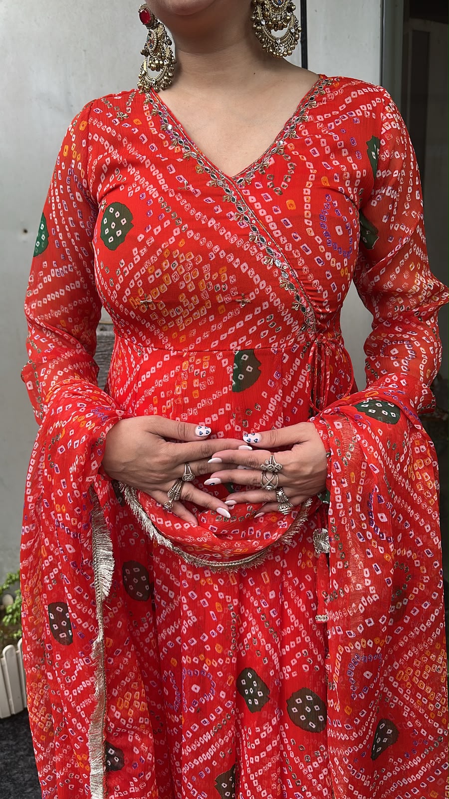 Hayaat Tangy Orange Leheria Digital print Designer Anarkali Suit