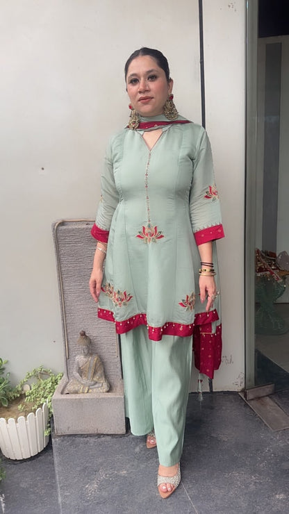 Saiyaara Aqua Peplum Designer Suit