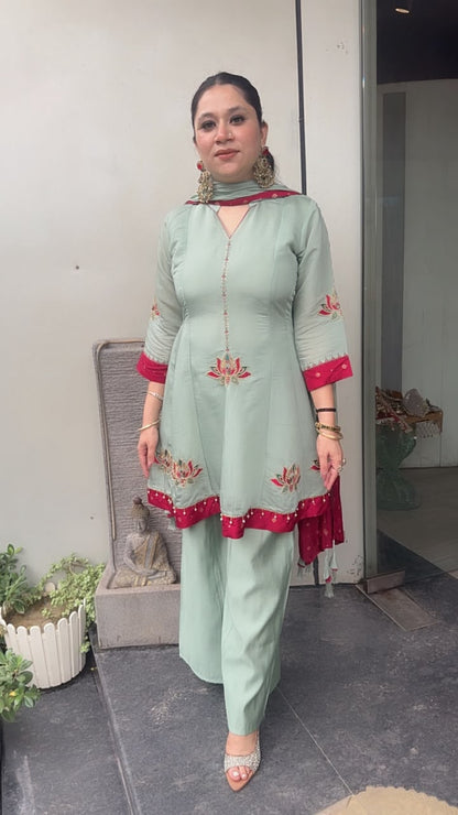 Saiyaara Aqua Peplum Designer Suit