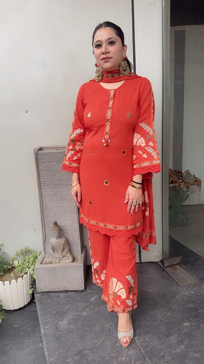 Miravi Rust Cotton Designer suit
