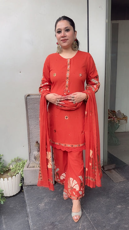 Miravi Rust Cotton Designer suit