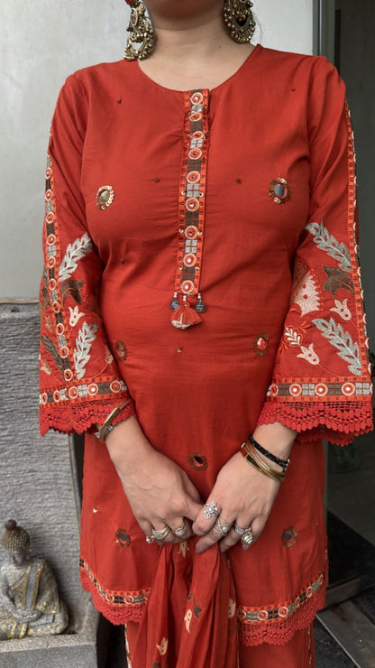 Miravi Rust Cotton Designer suit