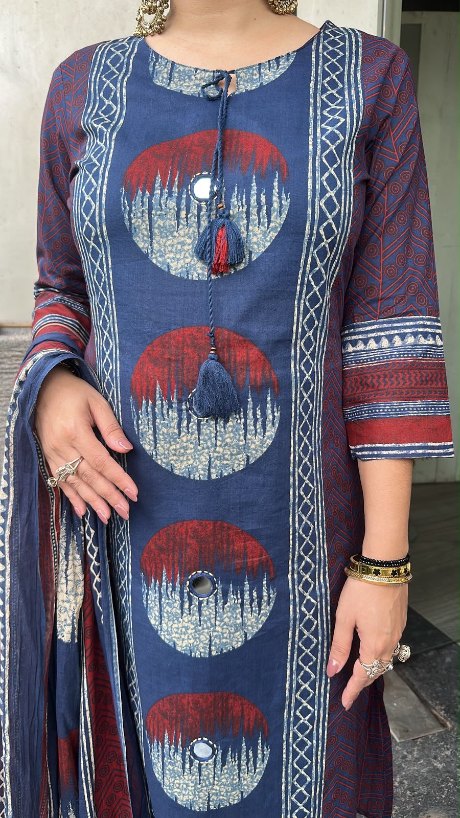 Liza Indigo Digital Cotton Designer Suit