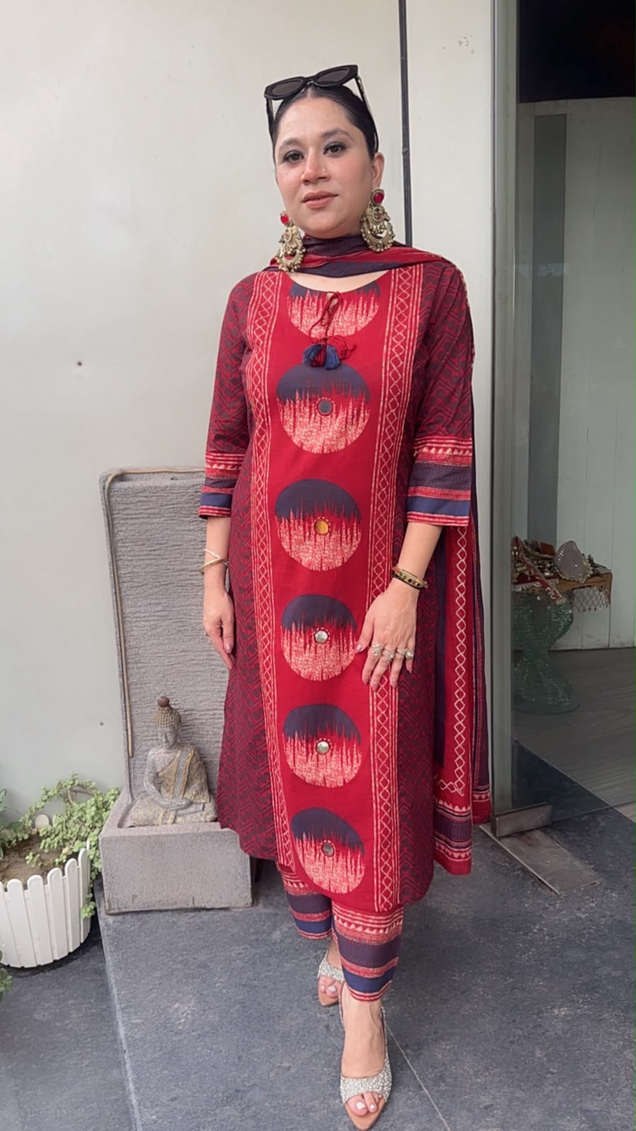 Liza Mahroon Digital Cotton Designer Suit