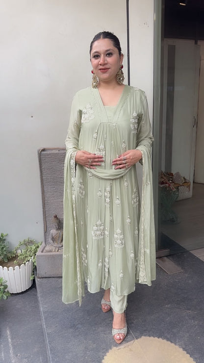 Trisha pista A-Aline pear work Designer Suit