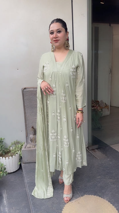 Trisha pista A-Aline pear work Designer Suit