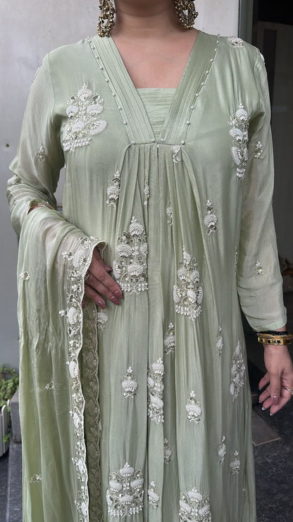 Trisha pista A-Aline pear work Designer Suit