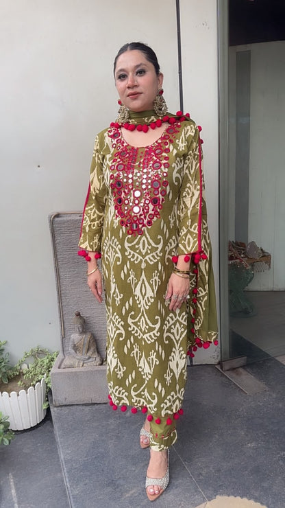 Heena Mirror Digital Cotton Designer Suit