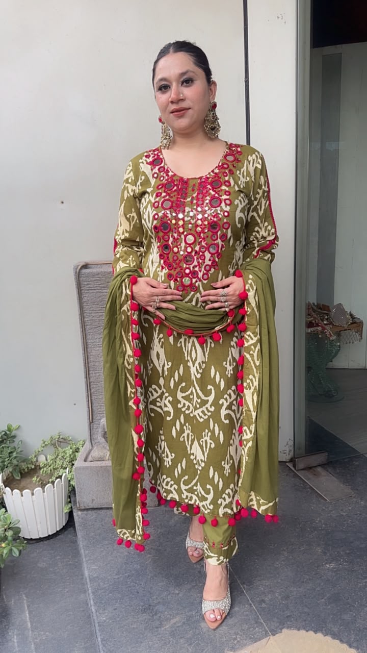 Heena Mirror Digital Cotton Designer Suit