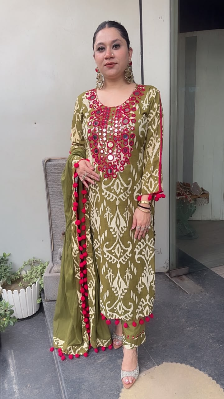 Heena Mirror Digital Cotton Designer Suit