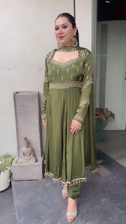 Jihana Teej Handwork Designer Anarkali Suit