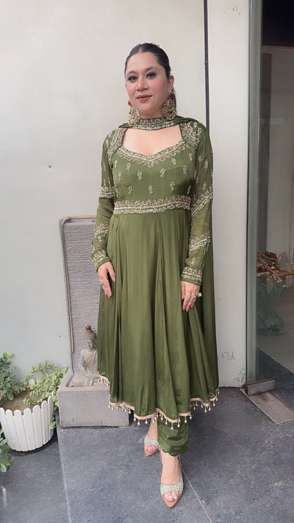 Jihana Teej Handwork Designer Anarkali Suit