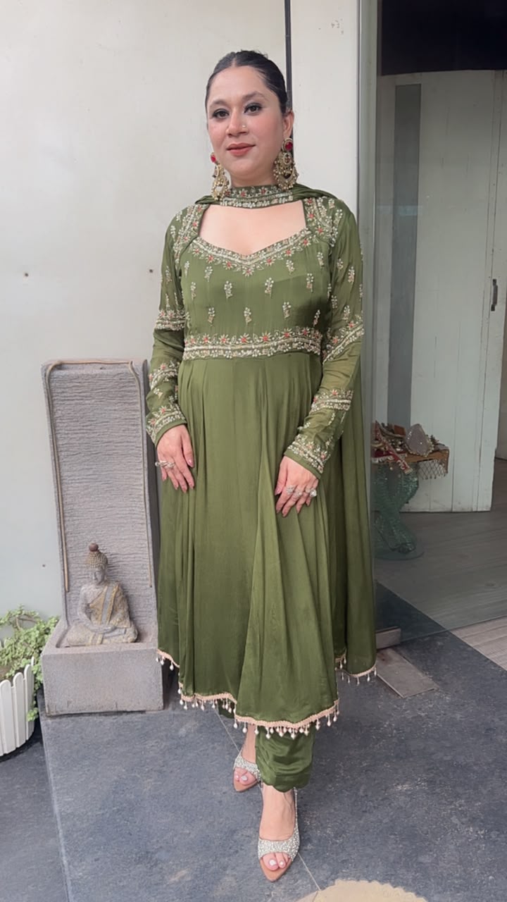 Jihana Teej Handwork Designer Anarkali Suit