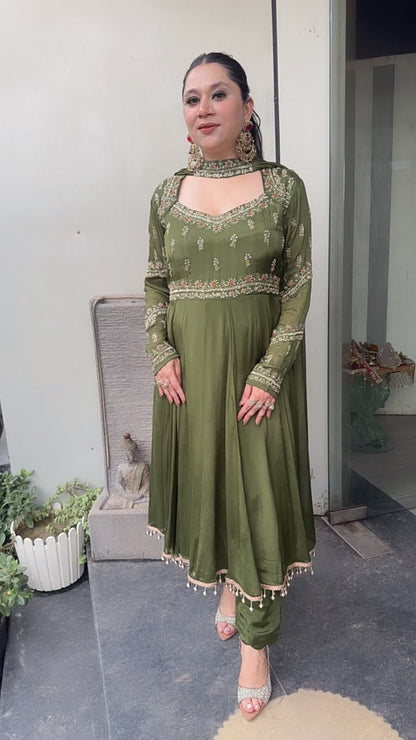 Jihana Teej Handwork Designer Anarkali Suit