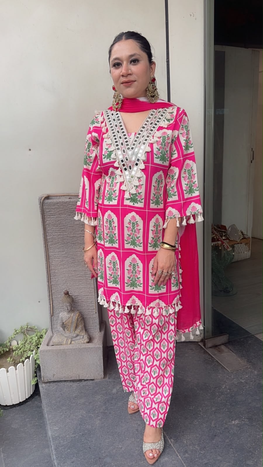 Afsana pink Digital print Farshi Designer Suit