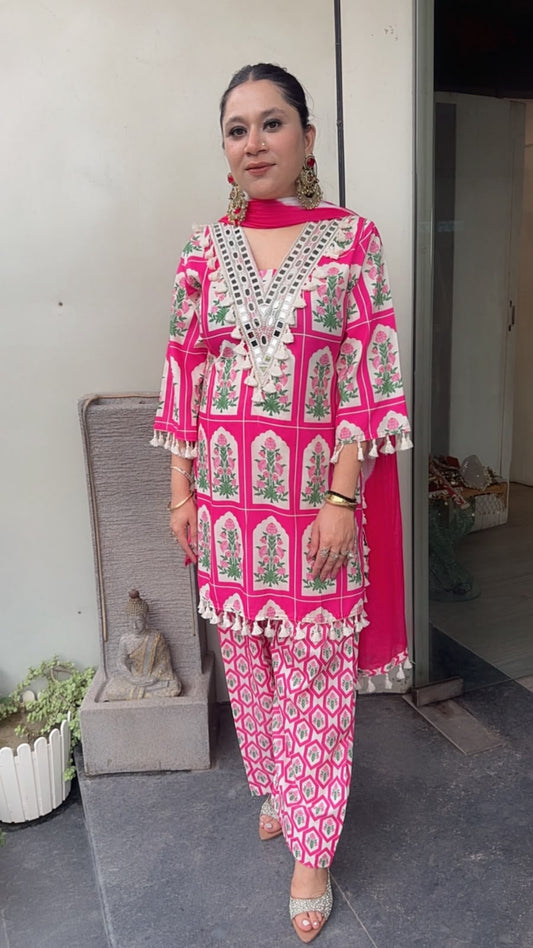 Afsana pink Digital print Farshi Designer Suit