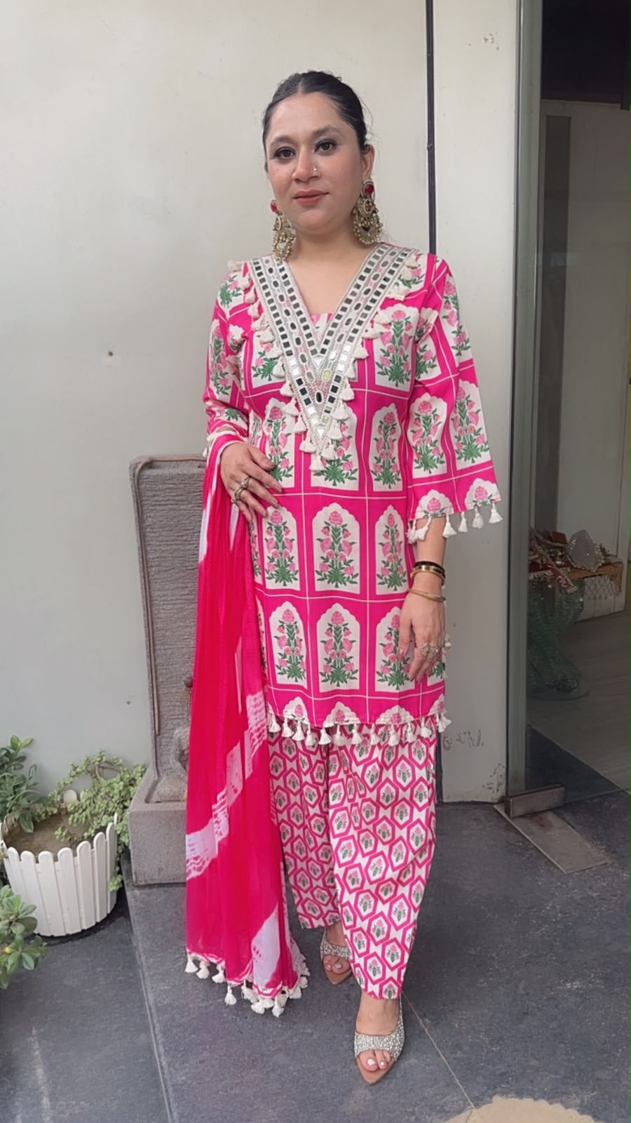 Afsana pink Digital print Farshi Designer Suit