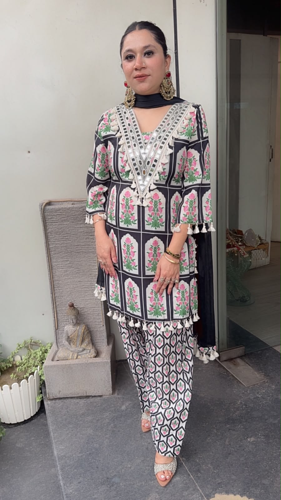 Afsana Black Digital print Farshi Designer Suit