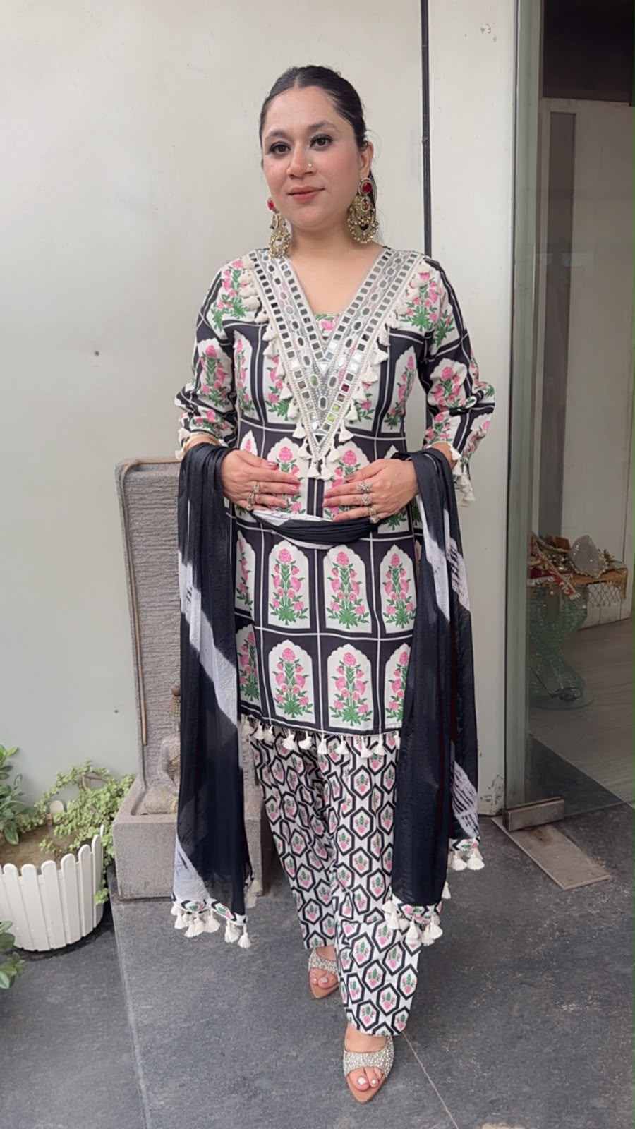 Afsana Black Digital print Farshi Designer Suit