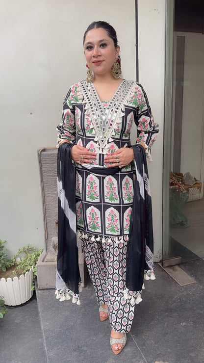 Afsana Black Digital print Farshi Designer Suit