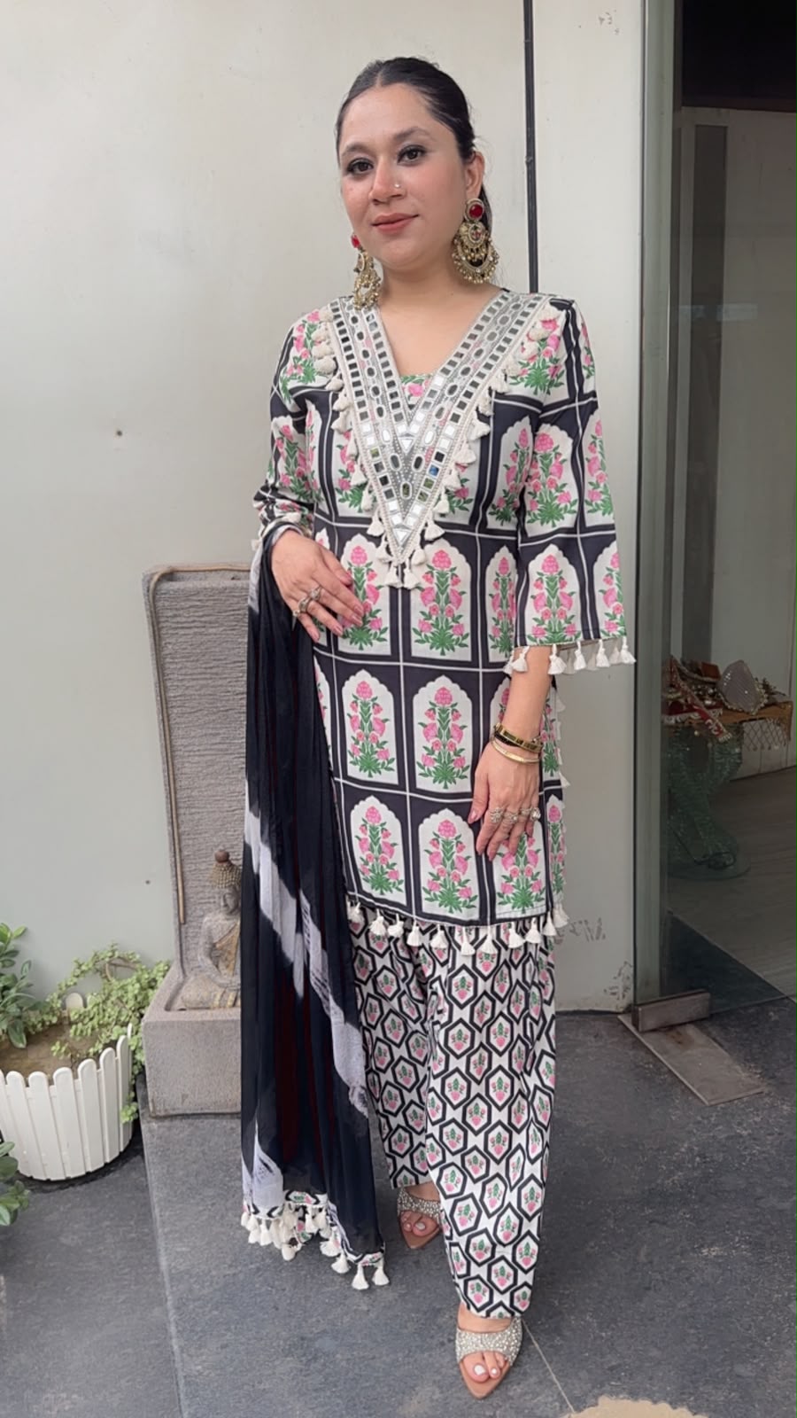 Afsana Black Digital print Farshi Designer Suit