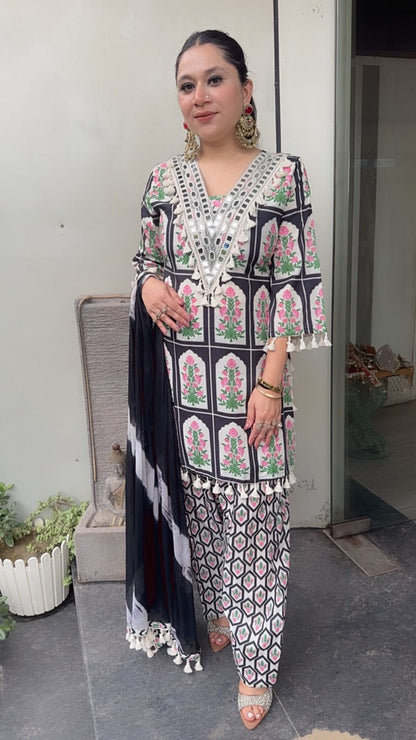 Afsana Black Digital print Farshi Designer Suit